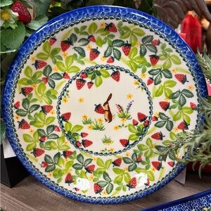 Polish Pottery Dinner Plate Strawberry Design